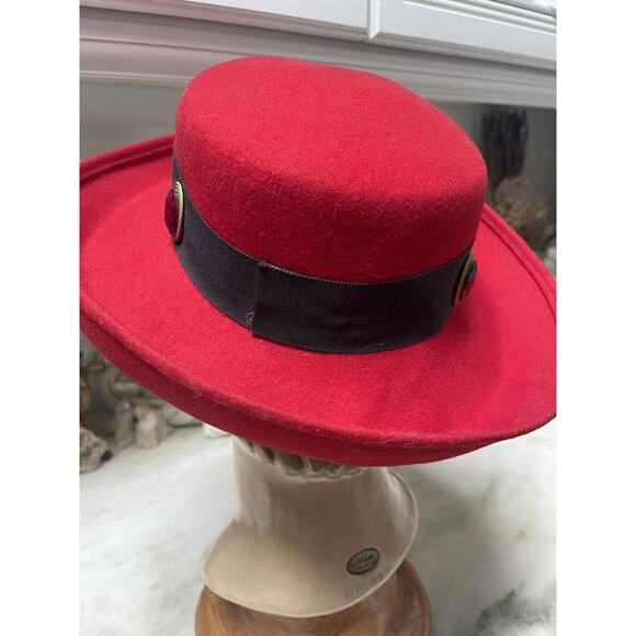 Vintage Red Felt Rhinestone Red Purple Blue Clear Green Hat 1980’s Jody Watley main image 6